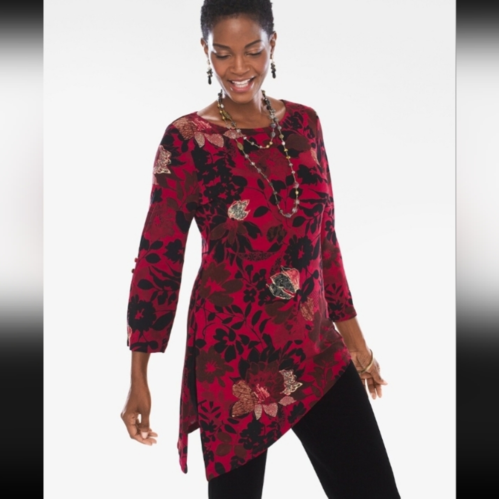 Slinky Asymmetrical Floral-Print Top ⛓️